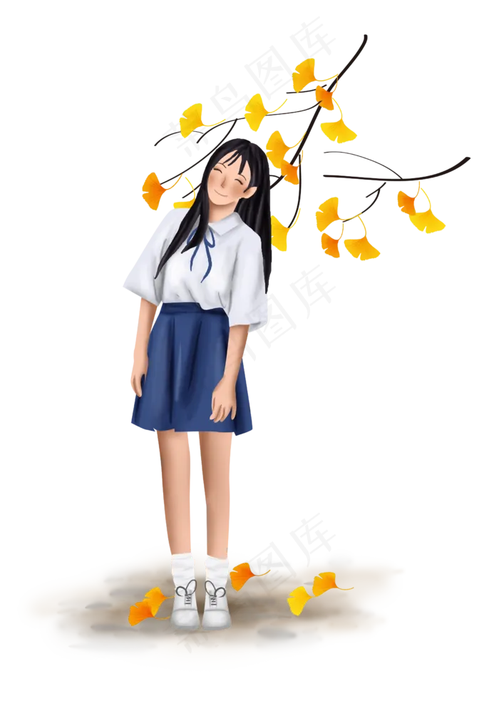 开学季水手服女学生(2480X3508(DPI:300))psd模版下载
