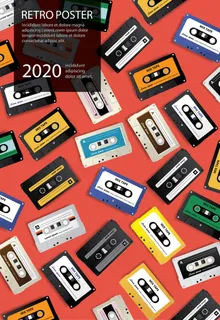 复古卡式磁带海报设计模板矢量插图