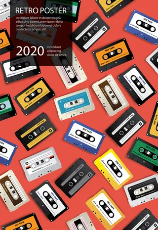 复古卡式磁带海报设计模板矢量插图
