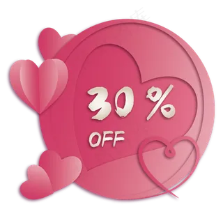 剪纸风爱心折扣标签