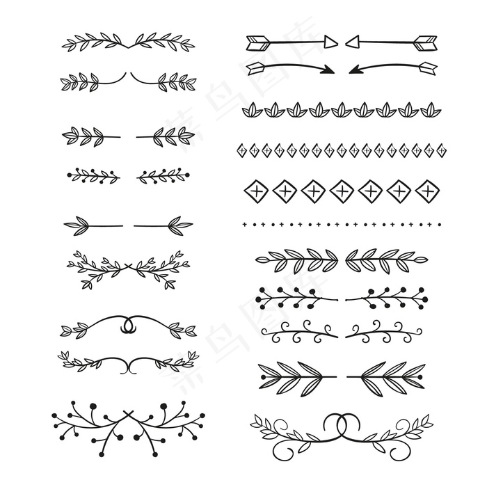 手绘装饰分隔套eps,ai矢量模版下载