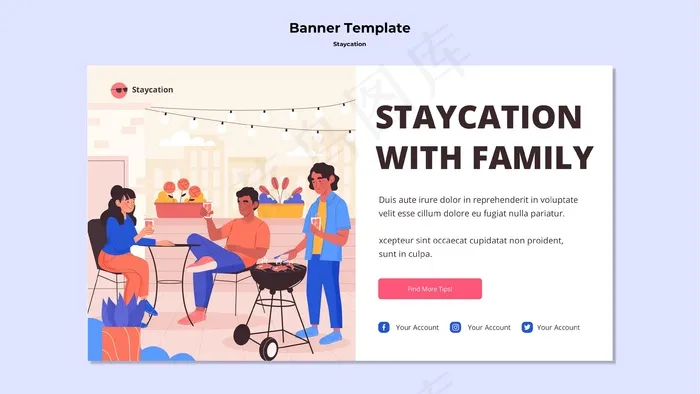 家庭旗帜banner式度假psd模版下载