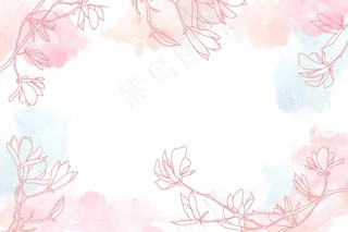 水彩复制空间背景与花卉手绘元素