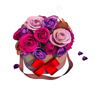 仿真玫瑰花礼盒png图