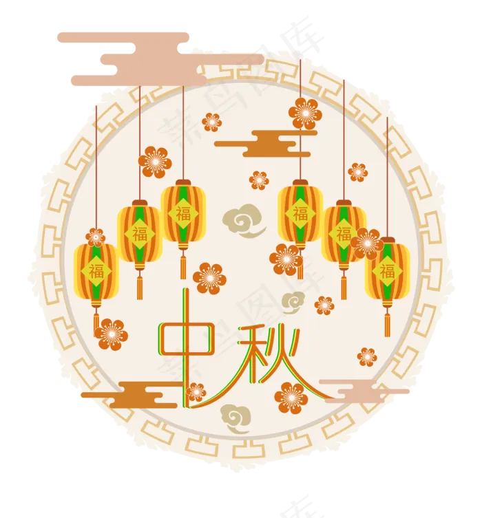 中秋节八月十五包装福灯(6696*7200px 300 dpi )ai矢量模版下载