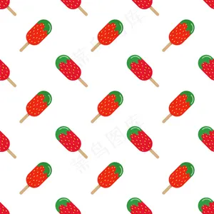 无缝背景图像彩色水彩纹理草莓冰棒图案