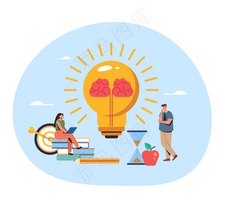 人们对办公室职员性格的思考。大脑概念。