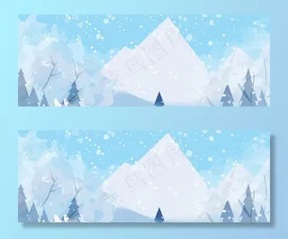 初冬蓝色卡通手绘banner