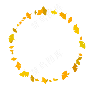 秋季银杏叶圆形边框
