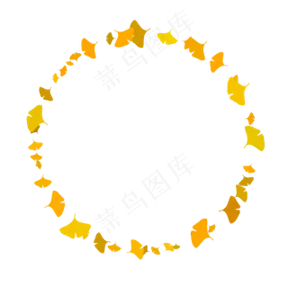 秋季银杏叶圆形边框