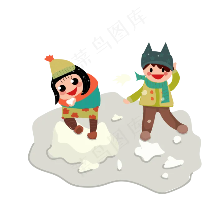 立冬卡通手绘风玩雪(2000X2000(DPI:300))psd模版下载