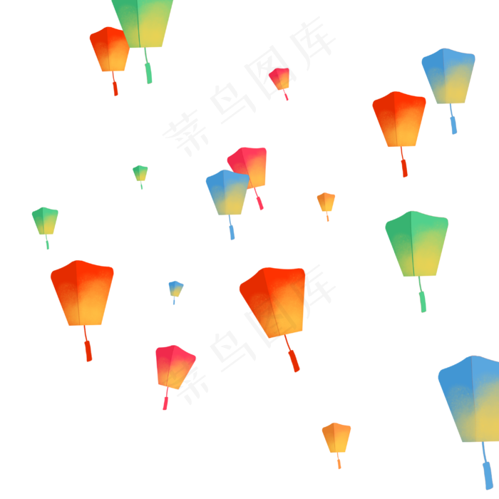 彩色古风孔明灯(3000X3000(DPI:300))psd模版下载