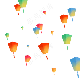 彩色古风孔明灯