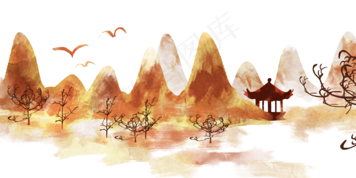 秋天山林凉亭(4000X2000(DPI:300))psd模版下载