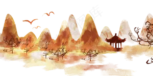 秋天山林凉亭