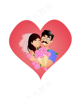 手绘卡通情侣人物