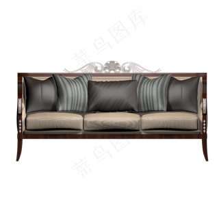 实木欧式雕花布纹沙发正面