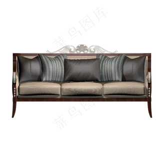 实木欧式雕花布纹沙发正面