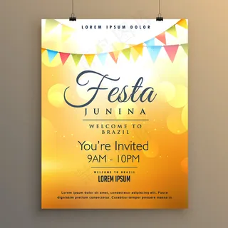 橘色festa junina海报模板
