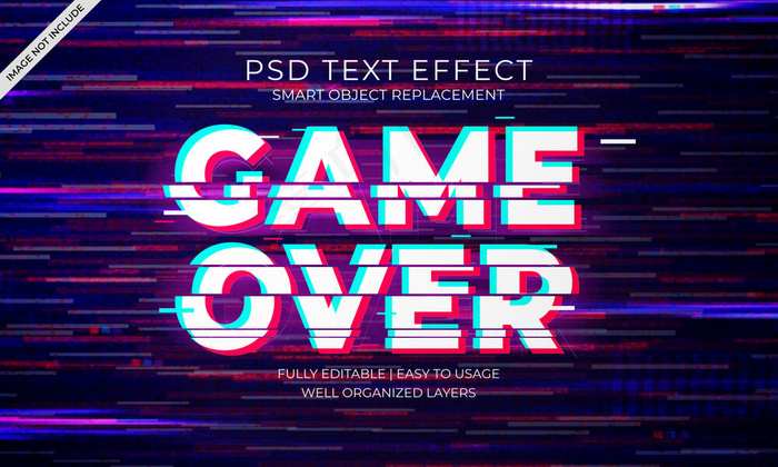 故障文本效果psd模版下载
