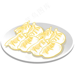 卡通白色饺子画布