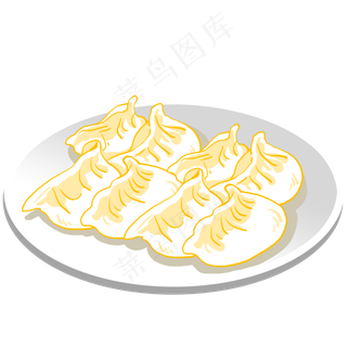 卡通白色饺子画布