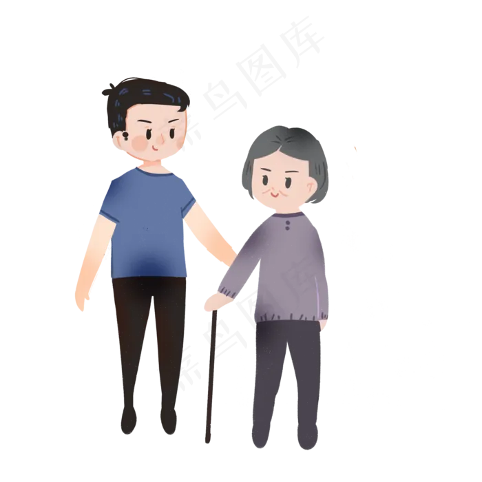 重阳节卡通老奶奶和她的儿子(2000X2000(DPI:150))psd模版下载