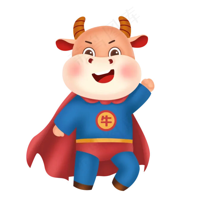 牛年新年创意超人牛(2000X2000(DPI:300))psd模版下载