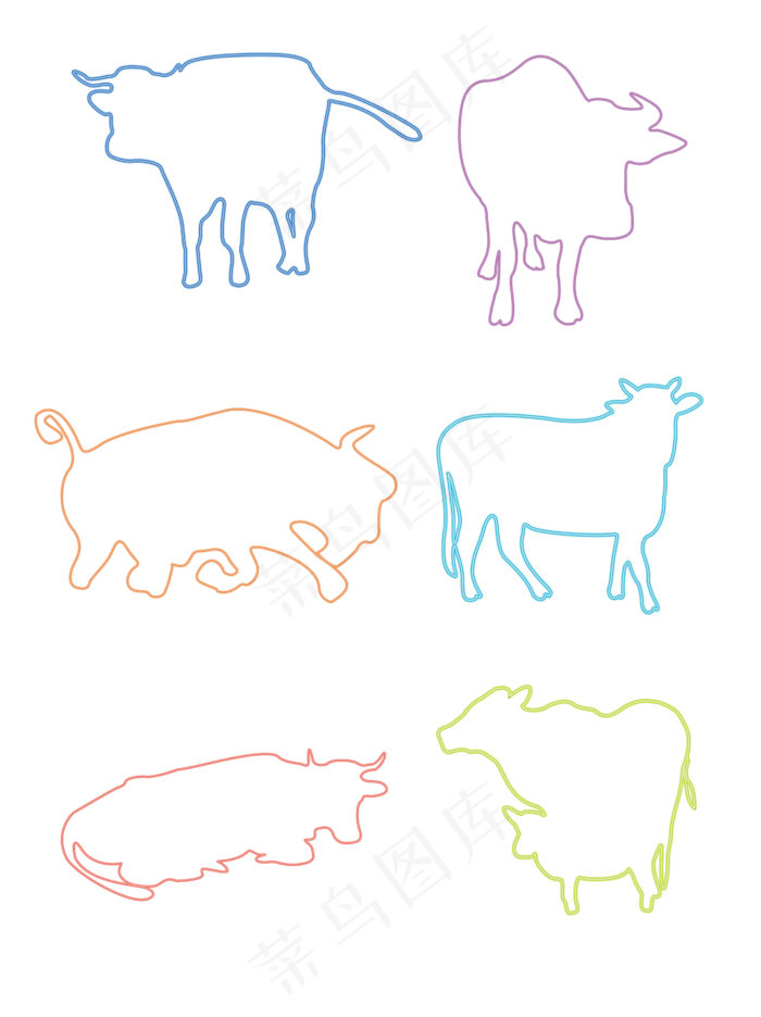 七夕卡通霓虹灯光牛动态造型可爱