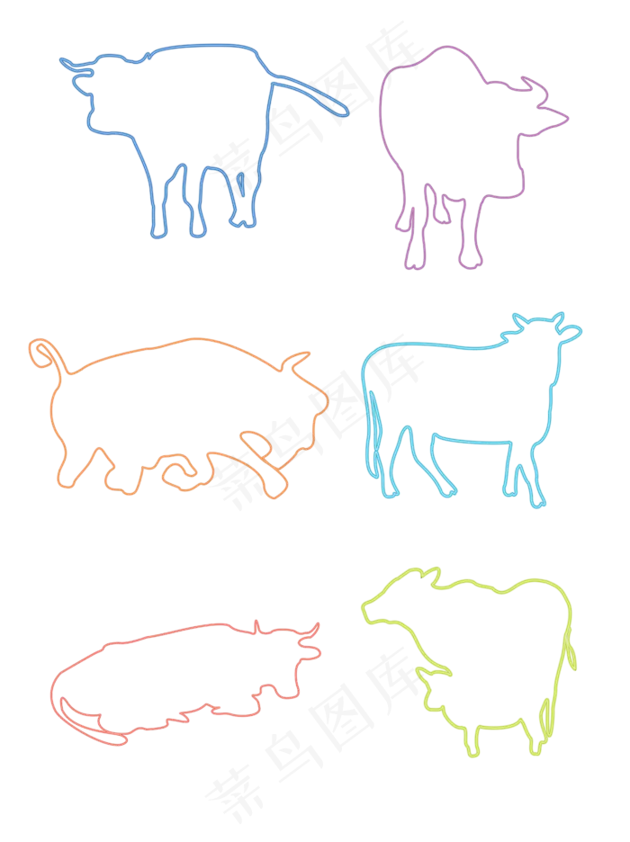 七夕卡通霓虹灯光牛动态造型可爱(2000X2000(DPI:96))ai矢量模版下载