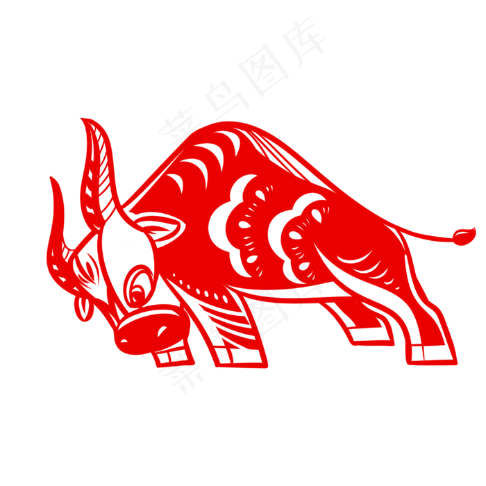 牛年形象剪纸(3000X3000(DPI:300))psd模版下载