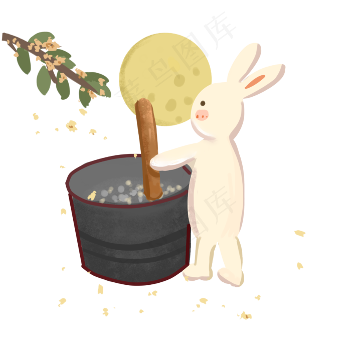 中秋节玉兔捣药(3000X3000(DPI:300))psd模版下载