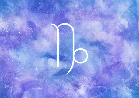 水彩背景与摩羯座星座