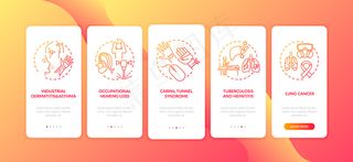 职业病入职手机app移动应用程序app页面屏幕与概念。