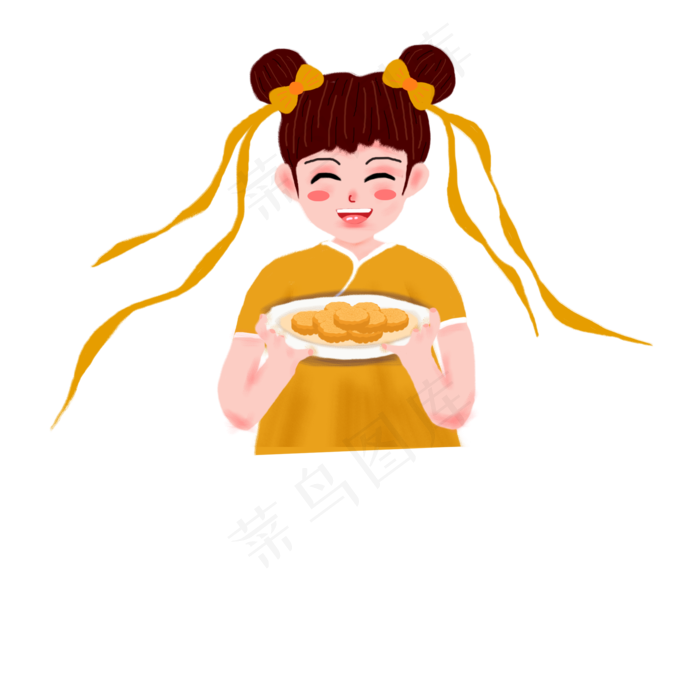 捧着月饼的女孩 (2000X2000(DPI:300))psd模版下载