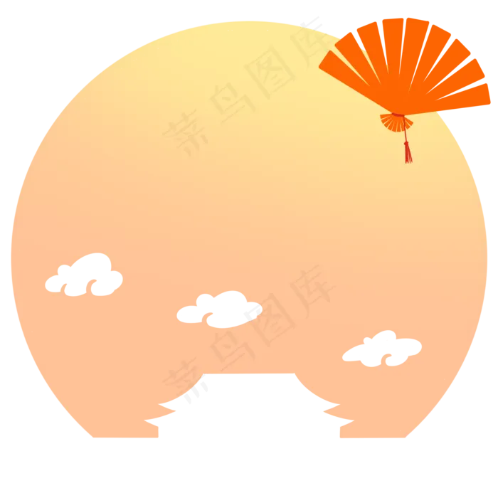 折扇祥云中秋边框(2000X2000(DPI:300))psd模版下载
