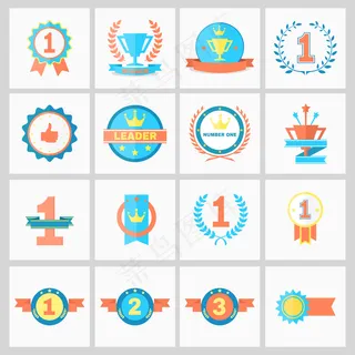 第一名徽章和获胜者丝带矢量图