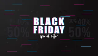 黑色星期五销售横幅banner，印有字母和彩色线条