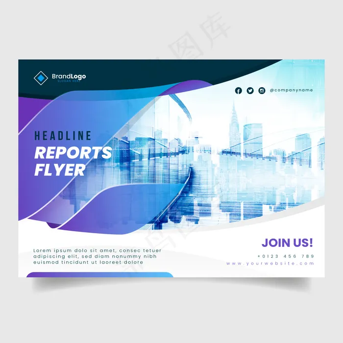 带照片的商业报告宣传单,DM传单模板eps,ai矢量模版下载