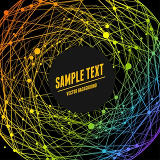 黑色背景宣传单,DM传单上的抽象彩虹球体和文本框。连接概念