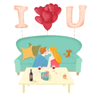 七夕情人节手绘卡通小清新可爱风