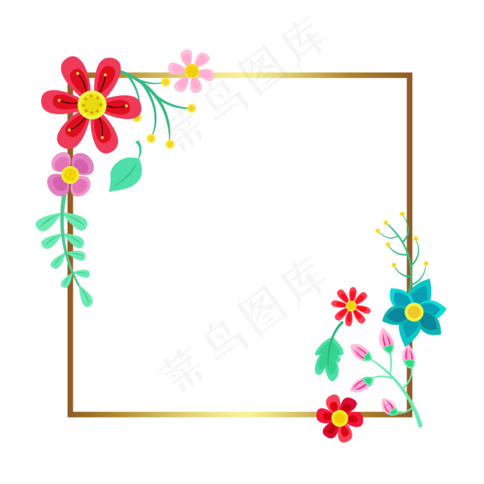 立秋卡通花卉装饰边框素材(545X545)eps,ai矢量模版下载