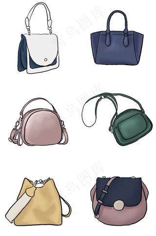 手绘多种女生皮包