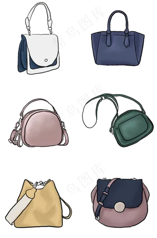 手绘多种女生皮包