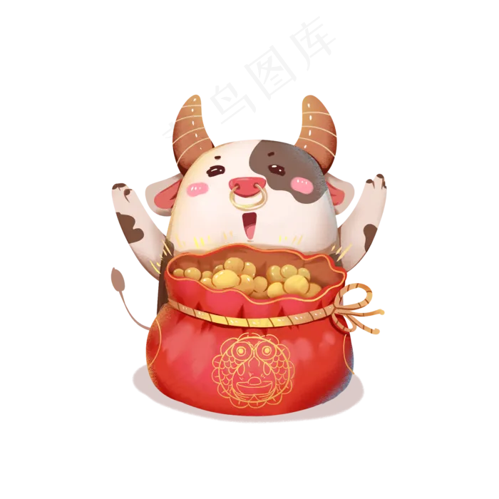 春节牛年喜庆福袋牛(2000X2000(DPI:300))psd模版下载