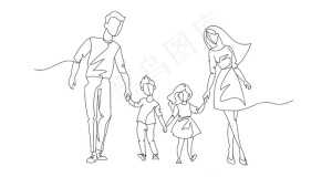 连续排队的父母带着孩子散步。一线幸福家庭。让人们在户外活动。为人父母的角色。