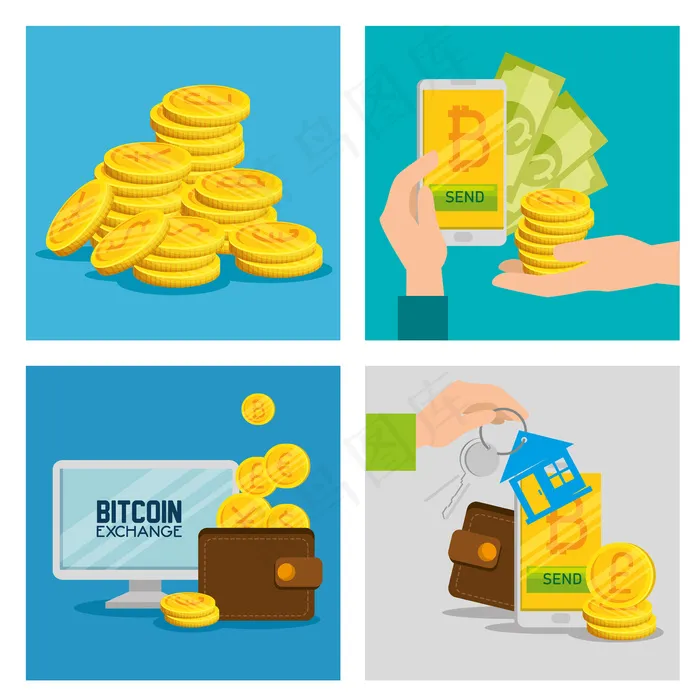 设置电子比特币兑换货币eps,ai矢量模版下载