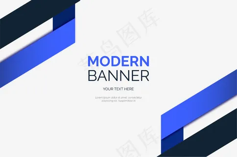 带有抽象蓝色形状的现代横幅banner背景