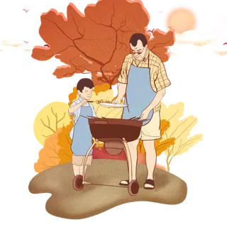 设计元素之野炊场景元素家庭聚会