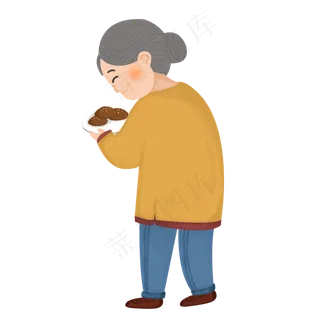 端着重阳糕的老奶奶